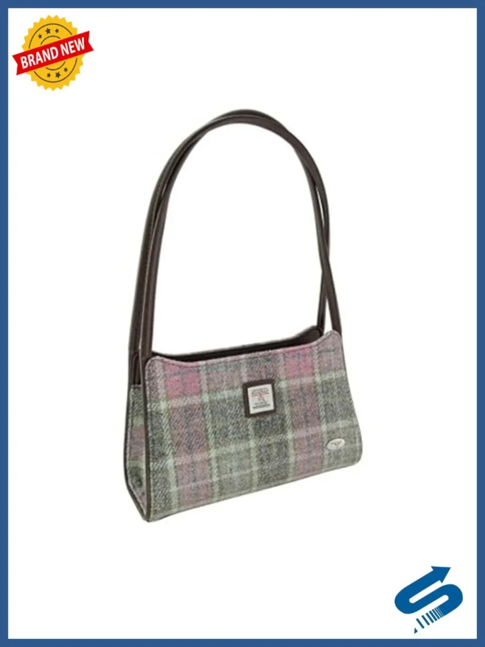 Genuine Harris Tweed Small Satchel Handbag with Vegan Leather Trim